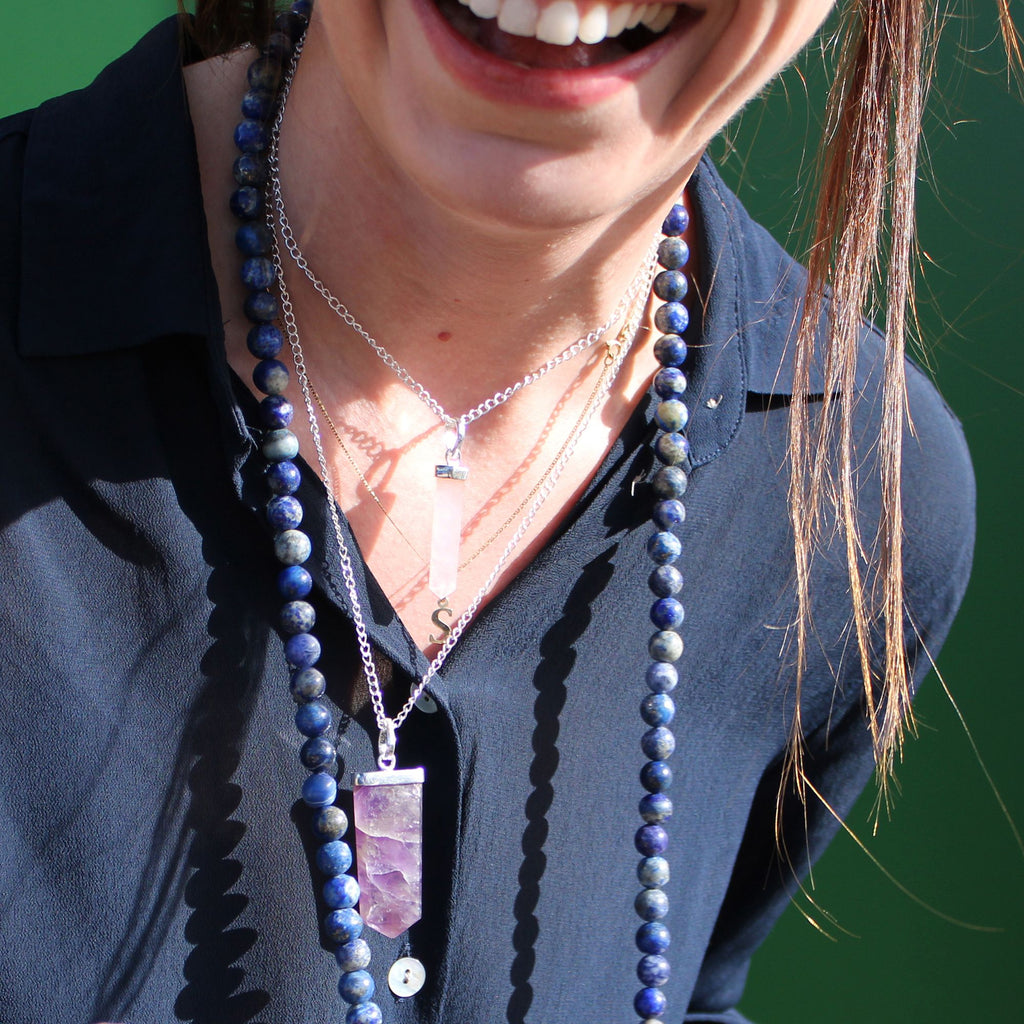 Pendentif Crayon Plat Pierres Précieuses - Améthyste